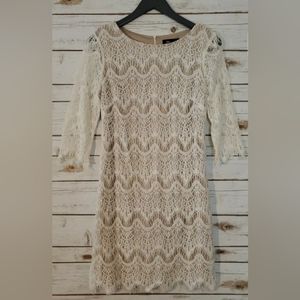 RN Ronni Nicole Studio Ivory Lace Nude Lined Dress 8P Bridal Wedding Party NWT